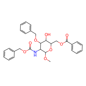甲基 2-脱氧-2-[[苄氧羰基]氨基]-3-O-苄基-ALPHA-D-吡喃葡萄糖苷 6-苯甲酸酯；87907-36-6