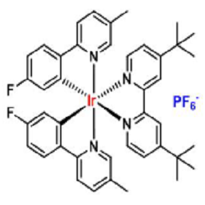 Ir[p-F(Me)ppy]2(dtbbpy)PF6，[4,4'-双(1,1-二甲基乙基)-2,2'-联吡啶基-κN,κN]双[5-氟-2-(5-甲基-2-吡啶基-κN)苯基-κC]铱六氟磷酸盐