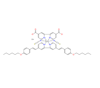 Ru(4,4-dicarboxylic acid-2,2′-bipyridine)(4,4′-bis(p-hexyloxystyryl)-2,2-bipyridine)(NCS)2