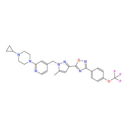5-(1-((2-(4-环丙基哌嗪-1-基)吡啶-4-基)甲基)-5-甲基-1H-吡唑-3-基)-3-(4-(三氟甲氧基)苯基)-1,2,4-恶二唑