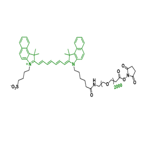 ICG-PEG2000-NHS，吲哚菁绿-聚乙二醇-活性酯