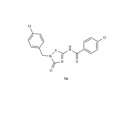 Benzamide, 4-chloro-N-[2-[(4-chlorophenyl)methyl]-2,3-dihydro-3-oxo-1,2,4-thiadiazol-5-yl]-, sodium salt (1:1)