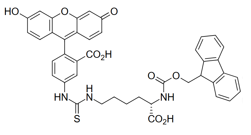 5-FITC标记赖氨酸，FMOC-Lys(5-FITC)-OH