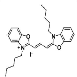 53213-81-3，3,3’-二戊基氧杂羰花青碘化物，3,3'-DIPENTYLOXACARBOCYANINE IODIDE