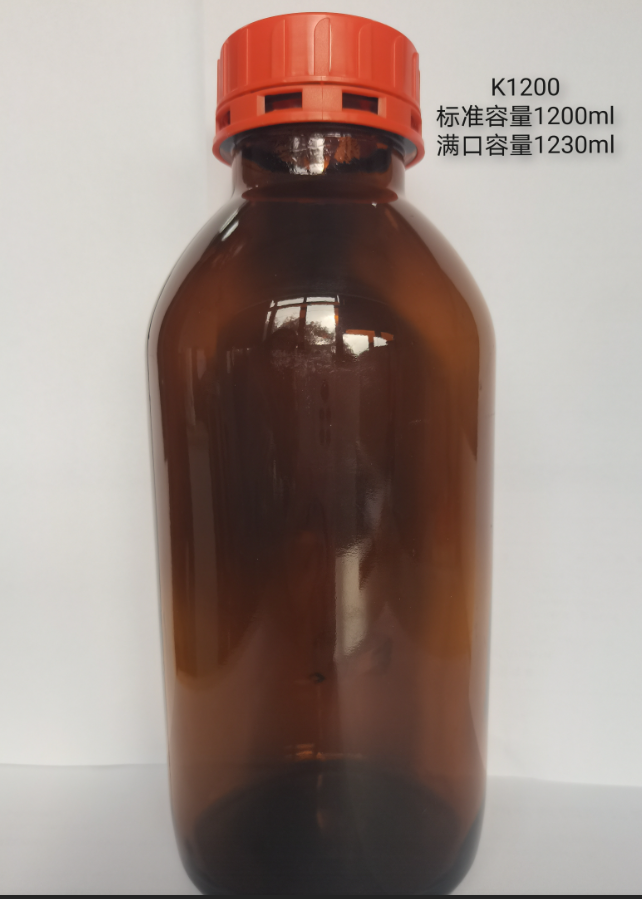 广口试剂瓶防漏瓶防盗盖瓶聚四氟乙烯垫盖瓶棕色琥珀色钠钙玻璃瓶350ML-1200ML