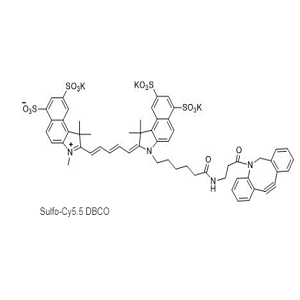 1857352-95-4，Sulfo-Cyanine5.5 DBCO，磺化Cy5.5-二苯并环辛炔