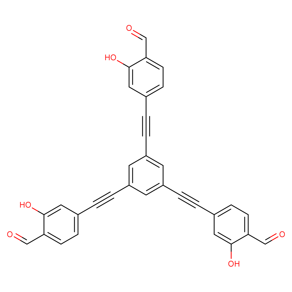 4,4',4''-(苯-1,3,5-三基三(乙炔-2,1-二基))三(2-羟基苯甲醛)  2415867-40-0