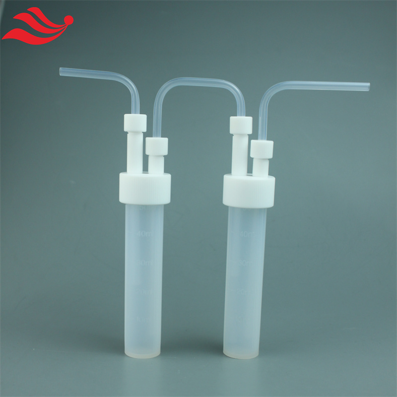 PFA气体冲击瓶60ml 90度接头 耐受HF强酸半导体车间空气质量监测