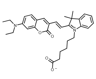 6-[2-[(E)-2-[7-(二乙氨基)-2-氧代色烯-3-基]乙烯基]-3,3-二甲基吲哚-1-鎓-1-基]己酸盐