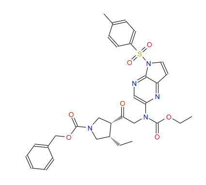 苄基(3R,4S)-3-(N-(乙氧基羰基)-N-(5-甲苯磺酰基-5H-吡咯并[2,3-b]吡嗪-2-基)甘氨酰基)-4-乙基吡咯烷-1-羧酸酯
