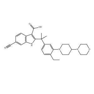 6-氰基-2-[1-[4-乙基-3-[4-(4-吗啉基)-1-哌啶基]苯基]-1-甲基乙基]-1H-吲哚-3-羧酸  1256584-78-7