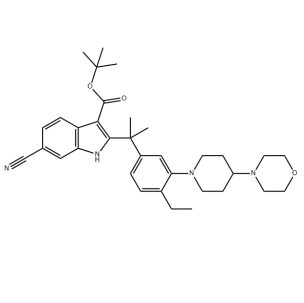 6-氰基-2-[1-[4-乙基-3-[4-(4-吗啉基)-1-哌啶基]苯基]-1-甲基乙基]-1H-吲哚-3-羧酸叔丁酯  1256698-41-5