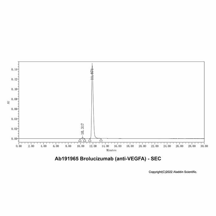 aladdin 阿拉丁 Ab191965 Brolucizumab (anti-VEGFA) 1531589-13-5 无载体, 重组, ExactAb?, 低内毒素, 无叠氮钠, 已验证, 无动物源, ≥95%(SDS-PAGE&SEC-HPLC), 见COA