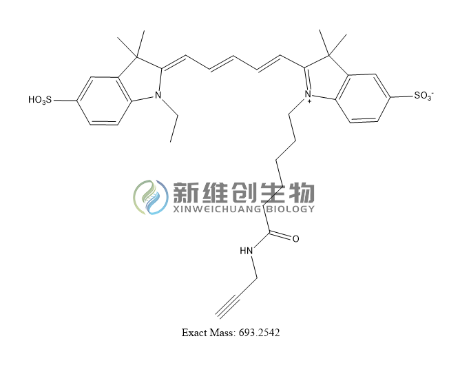 磺化CY5炔基/磺酸化花菁5炔基/Sulfo-Cy5 alkyne/水溶性CY5炔基/科研级点击化学荧光染料