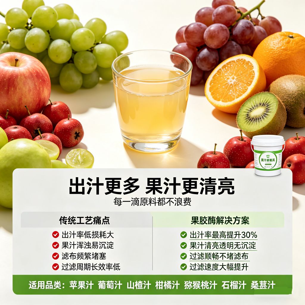 果胶酶液体果酒澄清剂提出汁率植物中药提取浓缩果干蜜饯咖啡脱胶