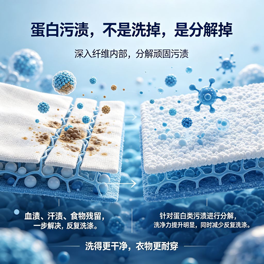 碱性蛋白酶高浓缩洗衣液洗涤剂凝珠复配助剂原料洗衣房除汗渍血渍