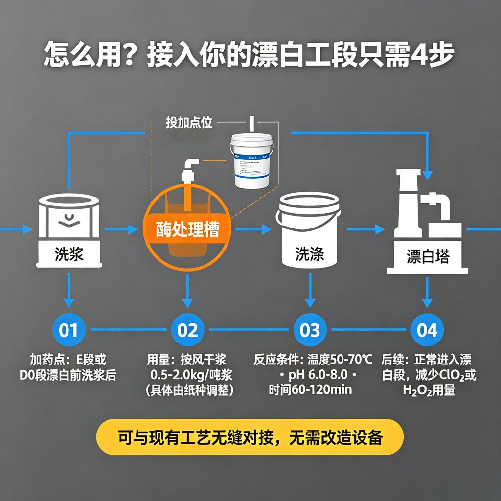 木聚糖酶造纸生物促漂剂减少漂白剂用量提升纸浆白度低AOX排放